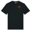 Black crewneck tee with orange diamond chest emblem