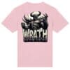 Pink T-shirt featuring a horned creature design.
