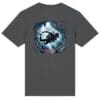 Diver illustration on dark gray T-shirt.