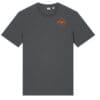Dark gray T-shirt with small chest logo.