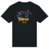 Black t-shirt with parkour graphic design.