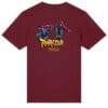 Maroon t-shirt with parkour graphic design.