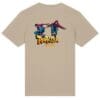 Tan shirt featuring parkour duo and logo