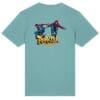 Teal tee with two parkour jumpers graphic