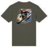 T-shirt with colorful skiing illustration design.