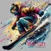 Skier in colorful gear descending slope.