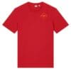 Casual red tee with subtle yellow mark