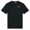 Black tee with small orange diamond emblem
