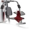 Home gym equipment with red towel draped.